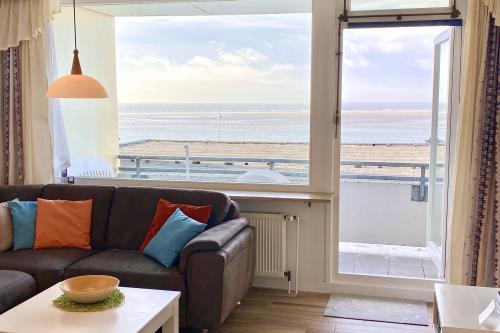 Borkum Ferienwohnung Meerblick Appartement "Schöne Aussichten" - Wohnzimmer mit Meerblick