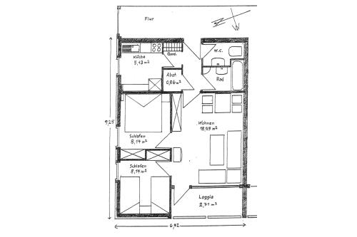 Borkum Ferienwohnung Meerblick Appartement "Schöne Aussichten" - Grundriss