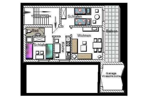 Borkum Ferienwohnung Ferienhaus Kiebitzdelle - Grundriss Wohnung 2