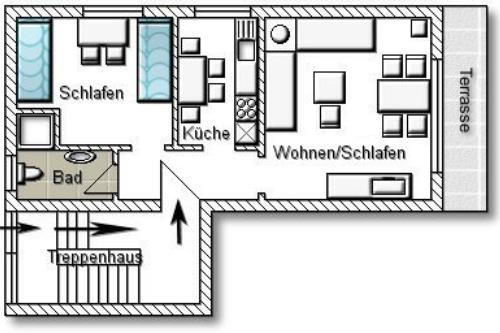 Borkum Ferienwohnung Ferienhaus Kiebitzdelle - Grundriss Wohnung 3