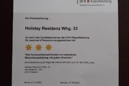 Borkum Ferienwohnung Bruns *** - DTV-Klassifizierung