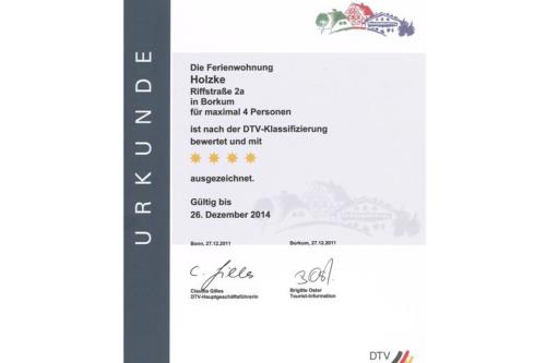 Borkum Ferienwohnung Holzke - DTV-Zertifikat