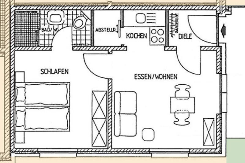 Borkum Ferienwohnung Leuchtbake - Grundriss