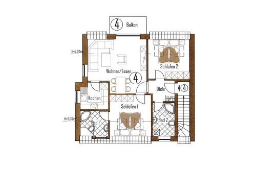 Borkum Ferienwohnung Seebrise - Grundriss