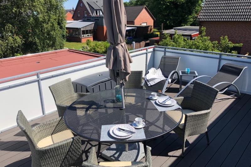 Borkum Ferienwohnung Seefalke - Oberdeck Dachterrasse