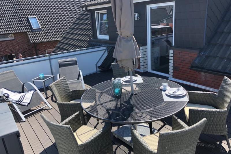 Borkum Ferienwohnung Seefalke - Oberdeck Dachterrasse