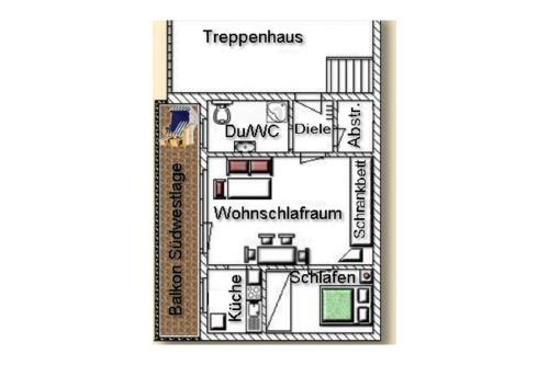 Borkum Ferienwohnung Silbermöwe - Grundriss