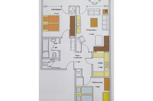 Borkum Ferienwohnung Tedje (Lindau) - Grundriss