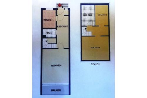 Borkum Ferienwohnung Fewo Wellmann am Südstrand - Grundriss