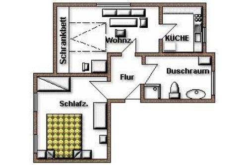 Borkum Ferienwohnung Haus Regina - 2 - Grundriss - Fewo 2