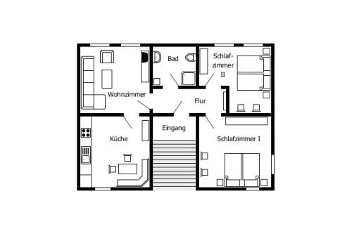 Borkum Haus Staiger-van Dyken - Ferienwohnung 2 - Grundriss der Wohnung