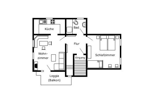 Borkum Haus Staiger-van Dyken - Ferienwohnung 4 - Grundriss der Wohnung