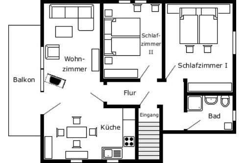 Borkum Haus Thilo - Ferienwohnung 2 - Grundriss der Wohnung