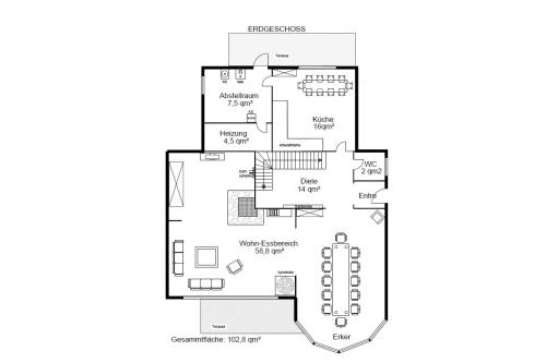 Borkum Ferienhaus Villa Elysée - Villa Elysee - Grundriss EG