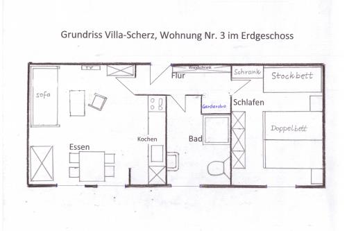 Borkum Ferienwohnung Villa Scherz - Grundriss neu 1