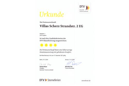 Borkum Ferienwohnung Villa Scherz - Urkunde DTV 2025 27